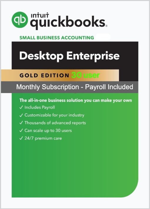 30 user – QuickBooks Enterprise Gold 2023 Monthly + Payroll and Support