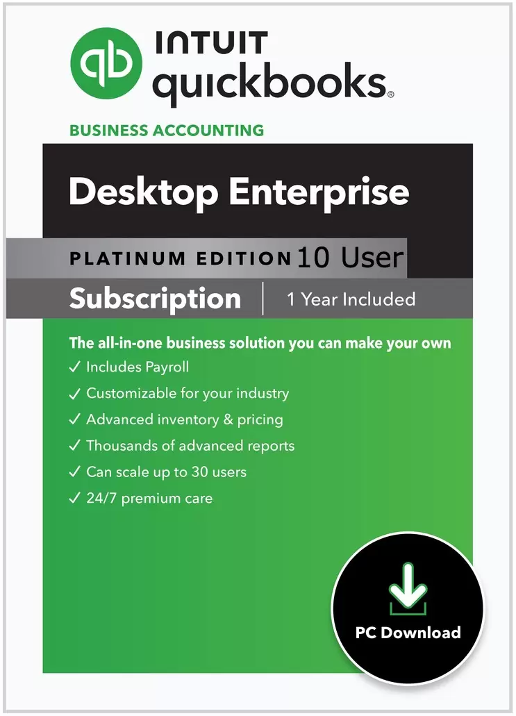 CPAwarehouse com 10 User QuickBooks Enterprise Platinum 2024 Nonprofit Edition 1 Year