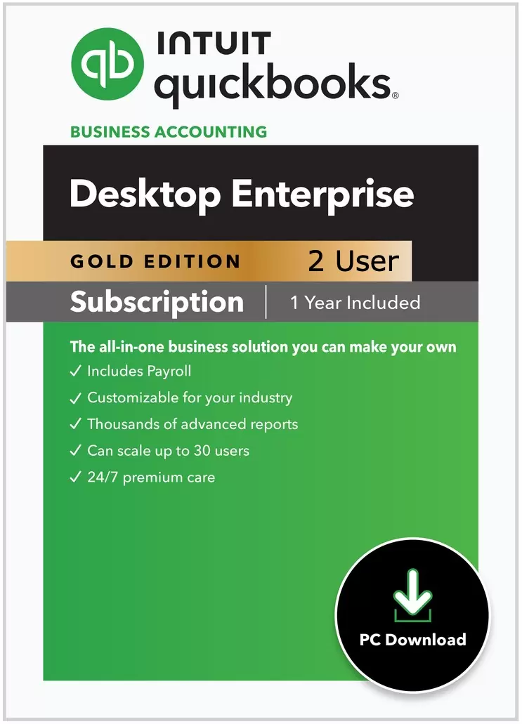 CPAwarehouse com 2 User QuickBooks Enterprise Gold Support Enhanced Payroll 1 Year 1
