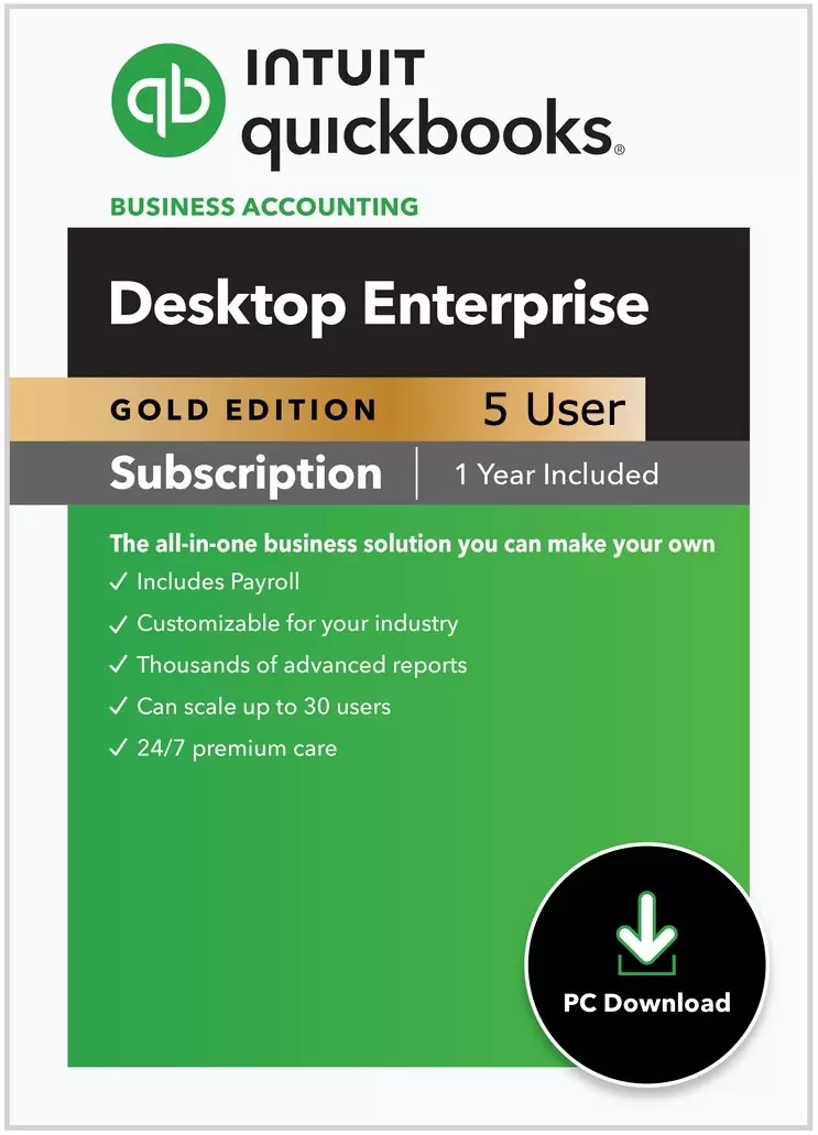 CPAwarehouse com 5 User QuickBooks Enterprise Gold Support Enhanced Payroll 1 Year 1