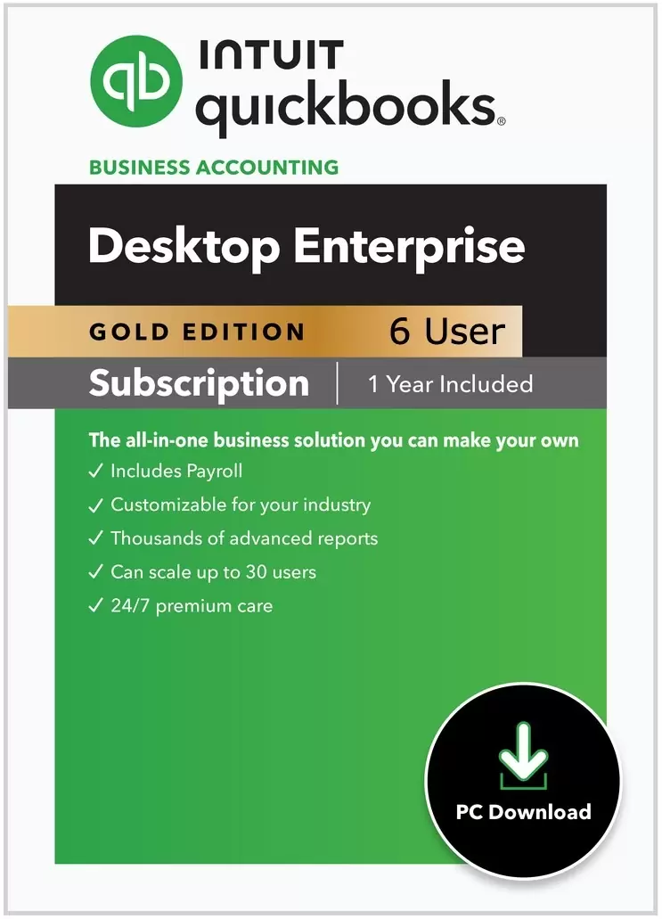 CPAwarehouse com 6 User QuickBooks Enterprise Gold Support Enhanced Payroll 1 Year 1