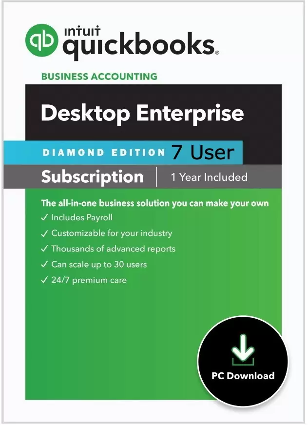 CPAwarehouse com 7 User QuickBooks Enterprise Diamond Retail Sales Edition 1 Year