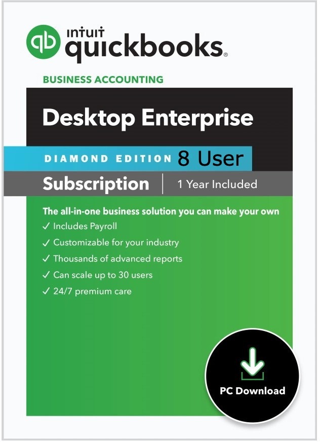 CPAwarehouse com 8 User QuickBooks Enterprise Diamond Professional Services Edition 1 Year