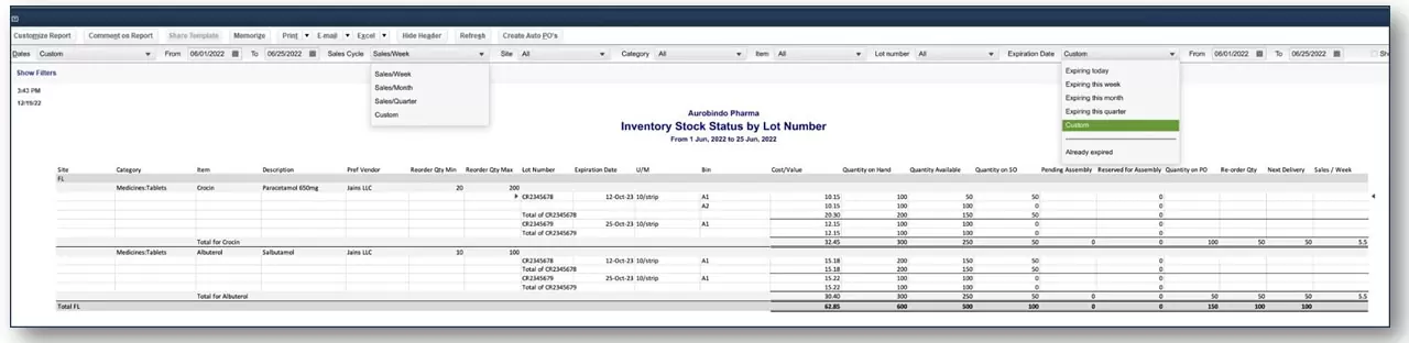 Inv Stock Status by Lot 1 image us en