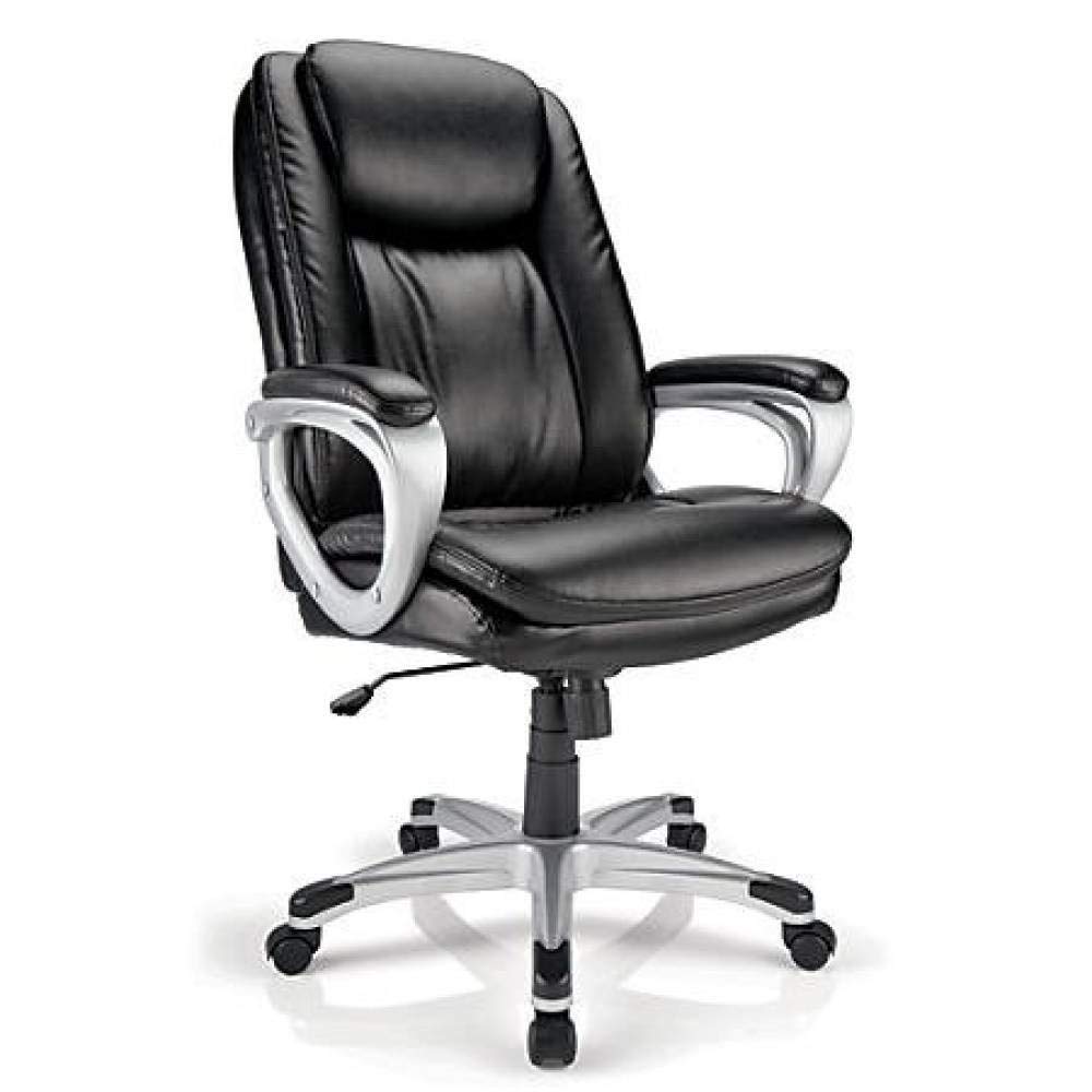 Realspace Tresswell Bonded Leather High-Back Chair, Black ...